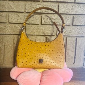 Dooney & Bourke Mustard Ostrich Leather Shoulder Bag